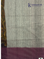 Mustard Yellow Handloom Silk Cotton Pochampally Saree with Purple Pallu