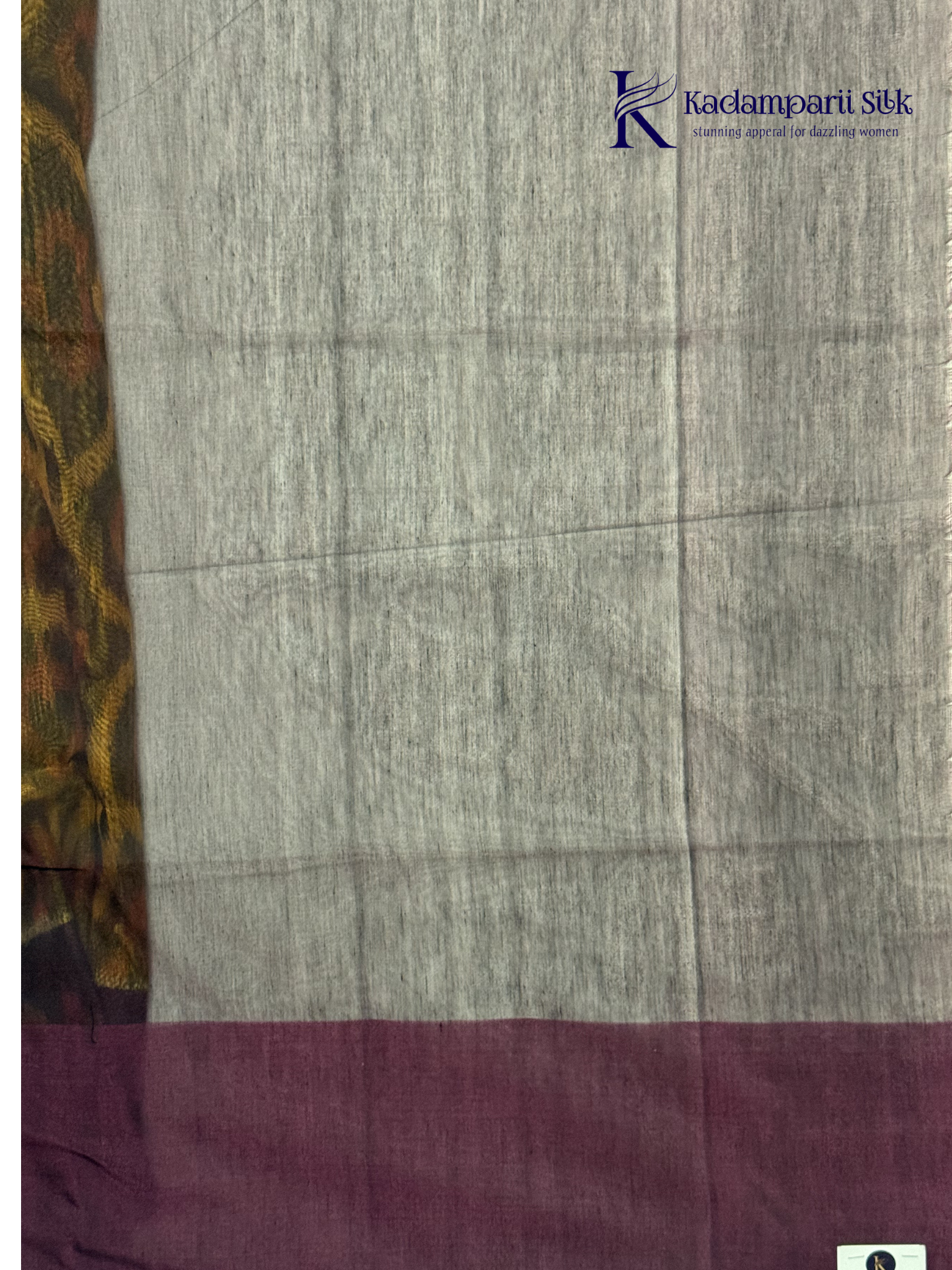 Mustard Yellow Handloom Silk Cotton Pochampally Saree with Purple Pallu