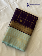 Deep Purple Art Silk Saree with Sky Blue Zari Border