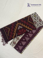 Off White Handloom Silk Cotton Pochampally Saree with Purple Pallu