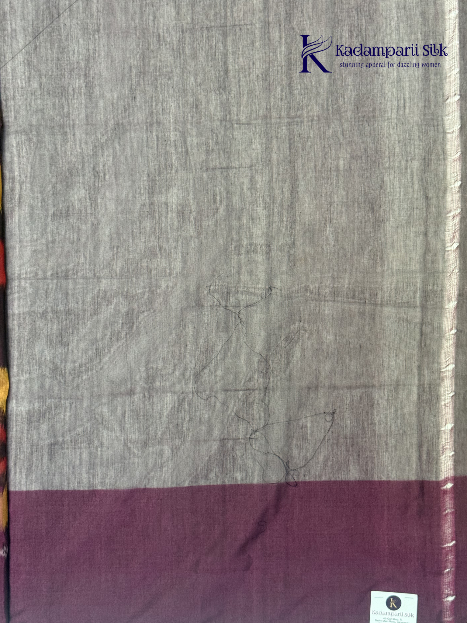 Off White Handloom Silk Cotton Pochampally Saree with Purple Pallu